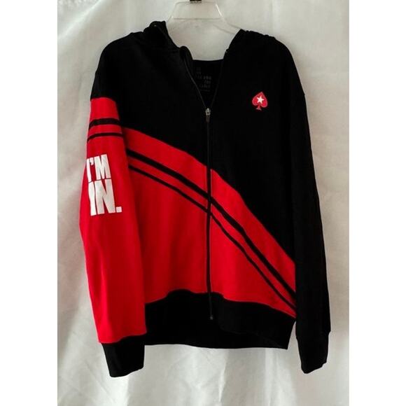 RARE - PokerStars SCOOP 2020 “I’m In” Zip Hoodie Sunday Million Black Red Sz L - Picture 9 of 16